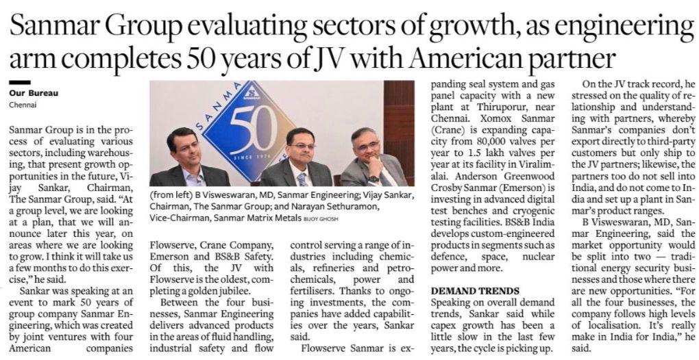 Sanmar Engineering commemorates Golden Jubilee